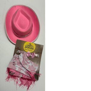 Cowgirl Instant Kit 14+ Halloween Costume Accessory Pink Hat, Choker & Gloves